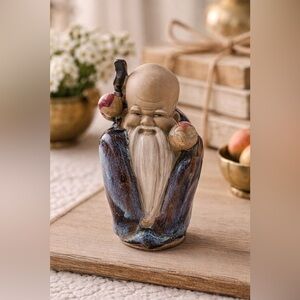 VTG Shiwan Chinese Mudman Figurine – Shou Lao (Shou Xing) God of Longevity – 4”